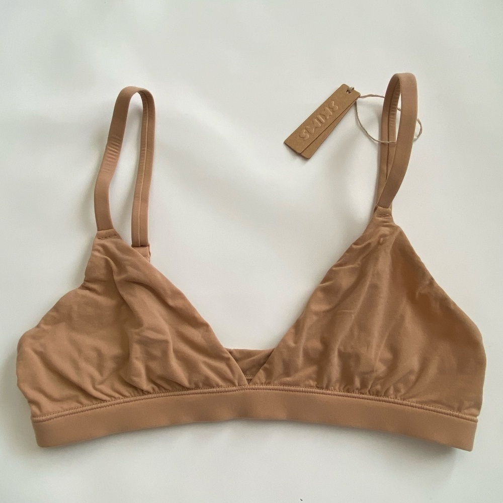NWT SKIMS Fits Everybody Triangle Bralette‎ Ochre Size S - Picture 4 of 7